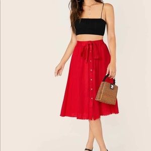 Red high waisted skirt